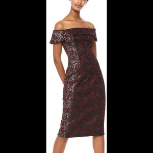 Adrianna Papell Off-the-Shoulder Jacquard Sheath